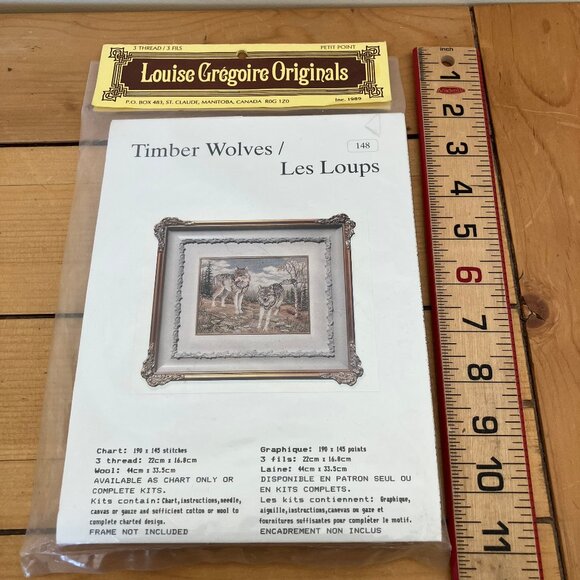 Timber Wolves Petit Point Embroidery Kit Louise Gregoire Originals 148 Vintage - Picture 1 of 3